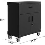 Armadietti in metallo per garage con ruote, armadietto portautensili mobile resistente con cassetto, ripiano regolabile e serrature, resistente alla ruggine per officina
