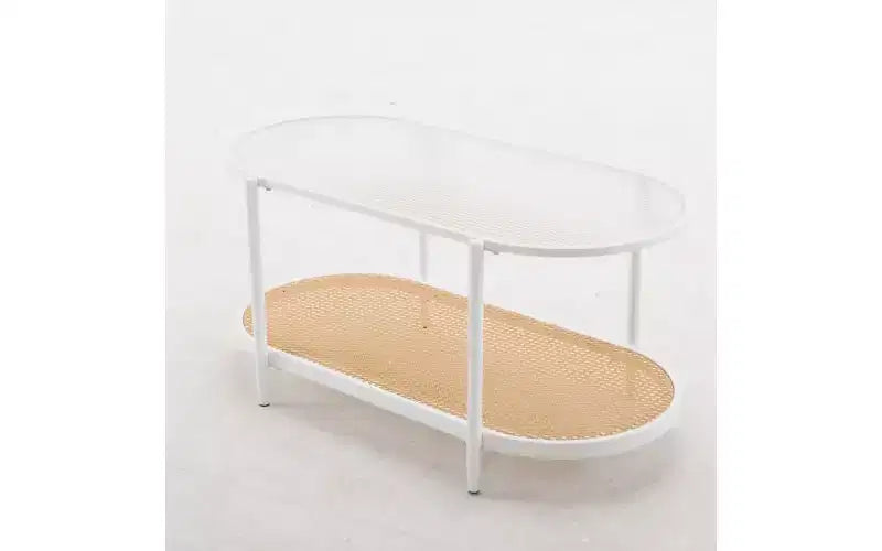 Karl Home White Rattan Oval Coffee Table