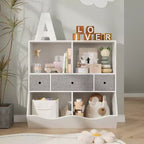 COZONY Kids Bookshelf & Toy Storage Organizer - Floor Cabinet with 3 Drawers for Nursery, Playroom