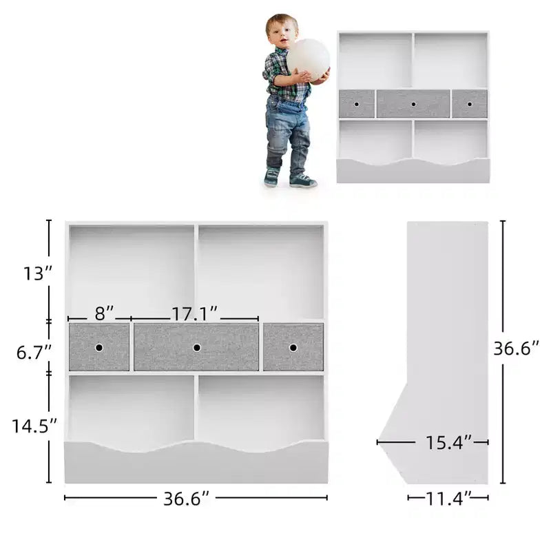 Scaffale per libri e contenitore per giocattoli per bambini