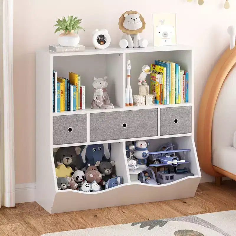 Scaffale per libri e contenitore per giocattoli per bambini