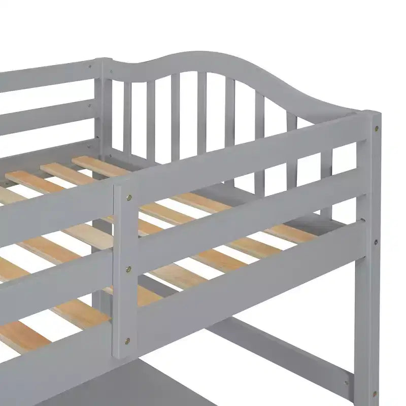 Letto a soppalco singolo con armadietto, struttura letto a soppalco singola in legno massello con scrivania e mensole