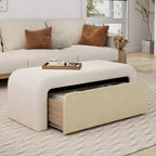 Pouf moderno Fiora imbottito in bouclé