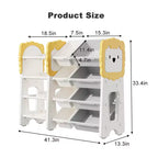 Libreria per bambini e portagiochi, Organizer per giocattoli a 4 livelli con 8 contenitori rimovibili, Organizer per giocattoli per bambini per la sala studio