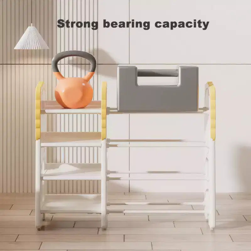 Libreria per bambini e portagiochi, Organizer per giocattoli a 4 livelli con 8 contenitori rimovibili, Organizer per giocattoli per bambini per la sala studio