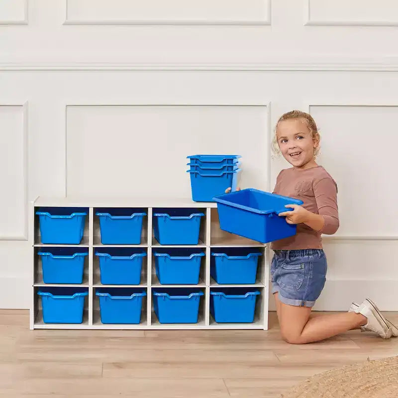 ECR4Kids Streamline mobiletto a 12 scomparti con 15 contenitori a bocca di lupo, 3x4, mobili per bambini
