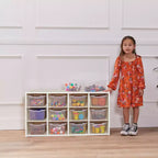 ECR4Kids Streamline mobiletto a 12 scomparti con 15 contenitori a bocca di lupo, 3x4, mobili per bambini
