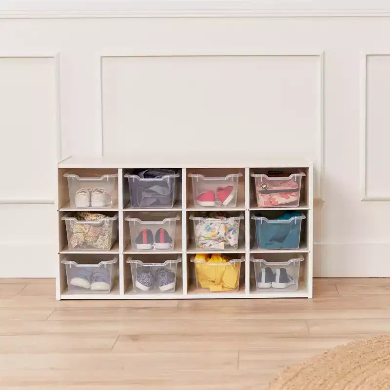 ECR4Kids Streamline mobiletto a 12 scomparti con 15 contenitori a bocca di lupo, 3x4, mobili per bambini