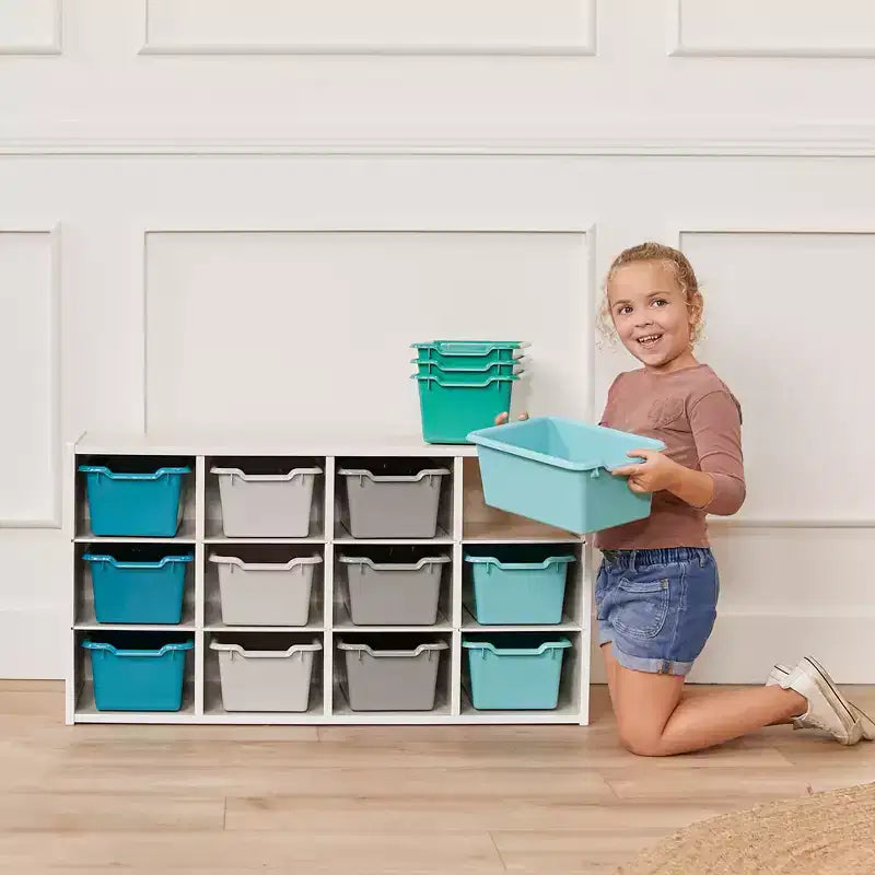 ECR4Kids Streamline mobiletto a 12 scomparti con 15 contenitori a bocca di lupo, 3x4, mobili per bambini
