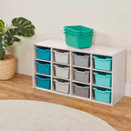 ECR4Kids Streamline mobiletto a 12 scomparti con 15 contenitori a bocca di lupo, 3x4, mobili per bambini