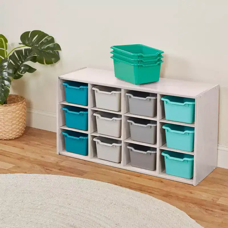 ECR4Kids Streamline mobiletto a 12 scomparti con 15 contenitori a bocca di lupo, 3x4, mobili per bambini