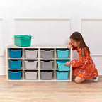 ECR4Kids Streamline mobiletto a 12 scomparti con 15 contenitori a bocca di lupo, 3x4, mobili per bambini