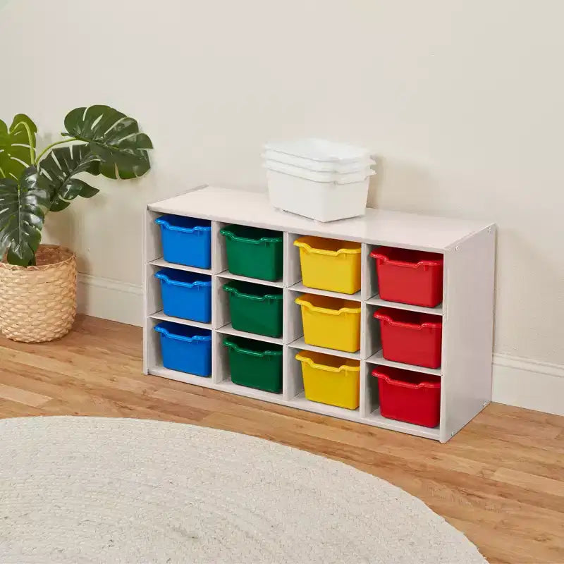 ECR4Kids Streamline mobiletto a 12 scomparti con 15 contenitori a bocca di lupo, 3x4, mobili per bambini
