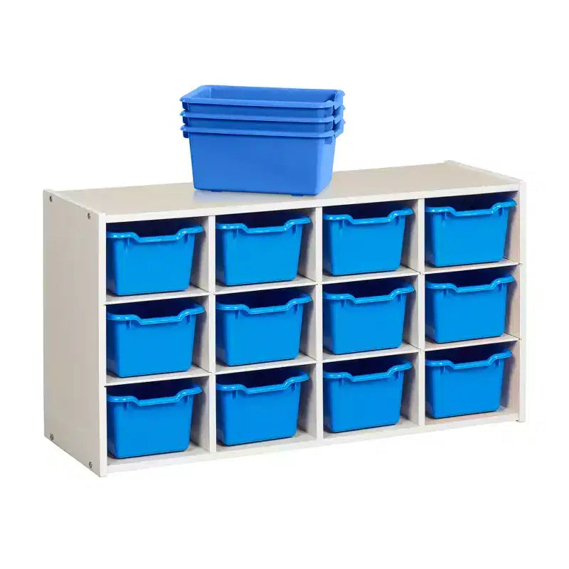 ECR4Kids Streamline mobiletto a 12 scomparti con 15 contenitori a bocca di lupo, 3x4, mobili per bambini