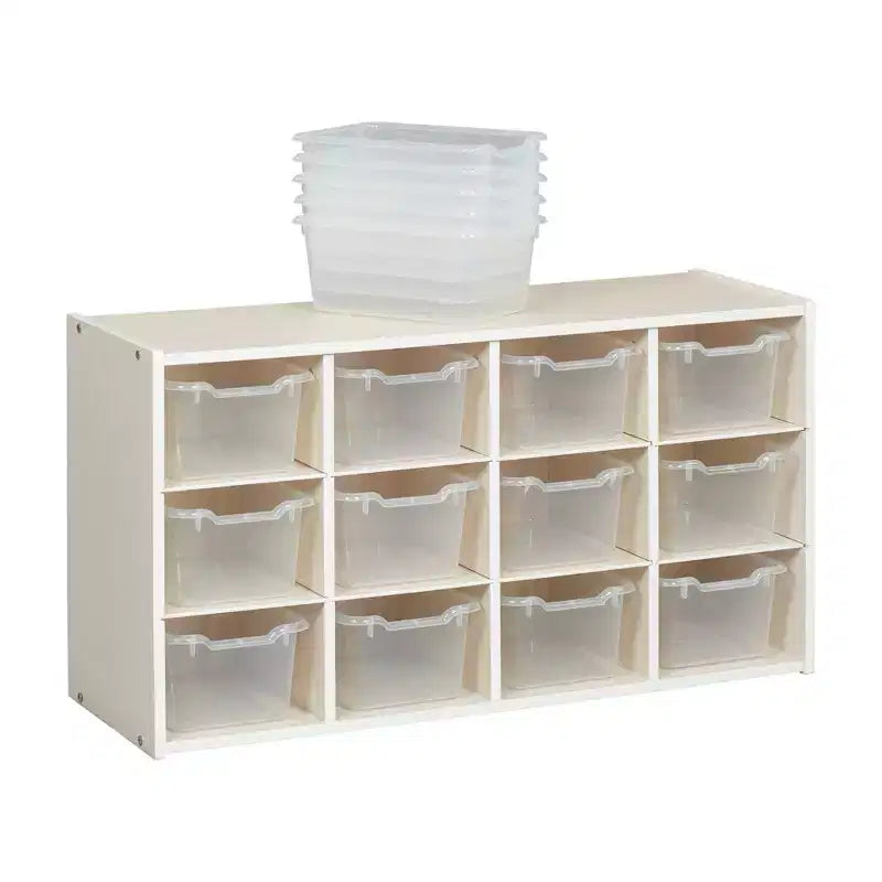 ECR4Kids Streamline mobiletto a 12 scomparti con 15 contenitori a bocca di lupo, 3x4, mobili per bambini