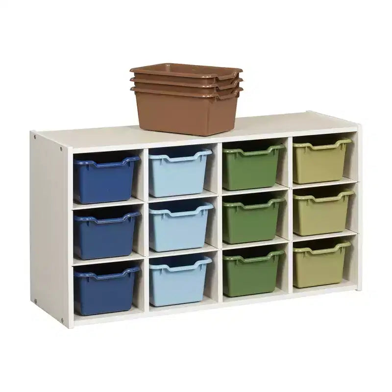 ECR4Kids Streamline mobiletto a 12 scomparti con 15 contenitori a bocca di lupo, 3x4, mobili per bambini