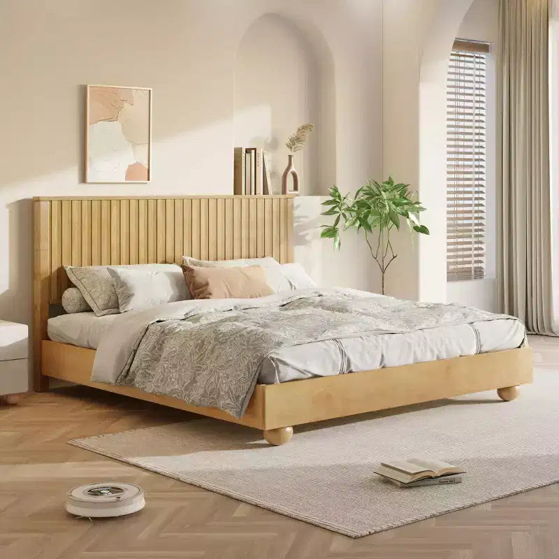 Letto in legno Elion Farmhouse con testiera cannettata
