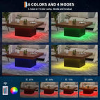 Tavolino Quadrato con Luci a LED, Tavolini da Soggiorno da 35 Pollici, Tavolini Moderni con Luci a LED a 16 Colori con Spina per Ufficio Domestico, Marrone