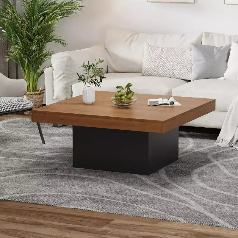 Tavolino Quadrato con Luci a LED, Tavolini da Soggiorno da 35 Pollici, Tavolini Moderni con Luci a LED a 16 Colori con Spina per Ufficio Domestico, Marrone