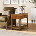 GDFStudio Roshan 25'' Rectangular Farmhouse End Table with Storage Shelf