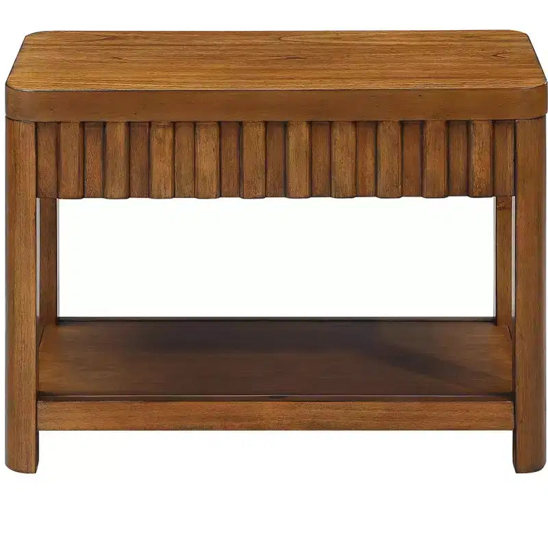 Tavolino finale rettangolare Roshan 25'' in stile rustico con ripiano portaoggetti