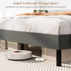 Struttura letto matrimoniale Costway, in lino, con doghe in legno