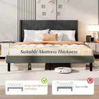 Struttura letto matrimoniale Costway, in lino, con doghe in legno