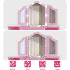 Acekool Tavolino da Trucco e Sedia 2-in-1 per Bambine, Specchio a Tre Ante, Ampio Spazio di Archiviazione, Specchio Touch, Facile da Montare, per Cameretta Bambini, Rosa e Bianco