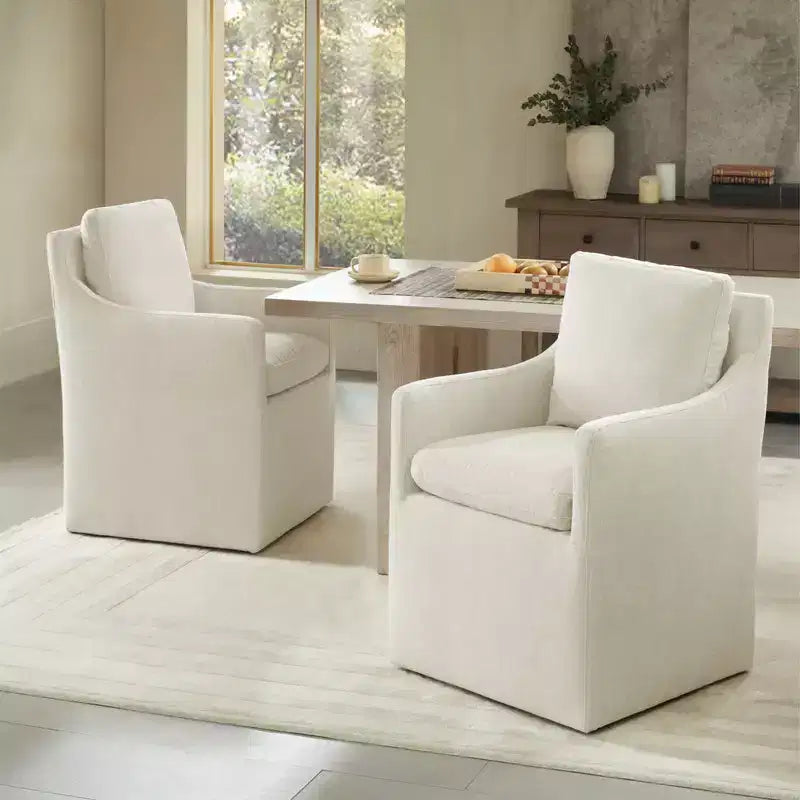 Sedia da pranzo moderna con braccioli e rotelle Spruce&Spring, nessun assemblaggio richiesto
