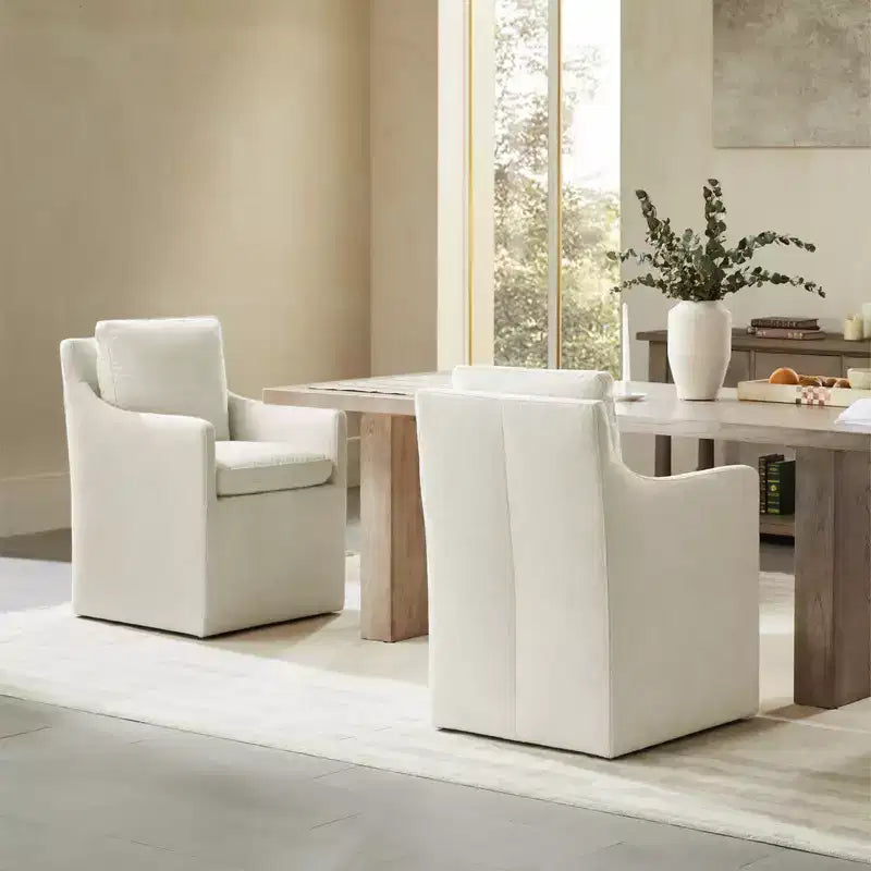 Sedia da pranzo moderna con braccioli e rotelle Spruce&Spring, nessun assemblaggio richiesto