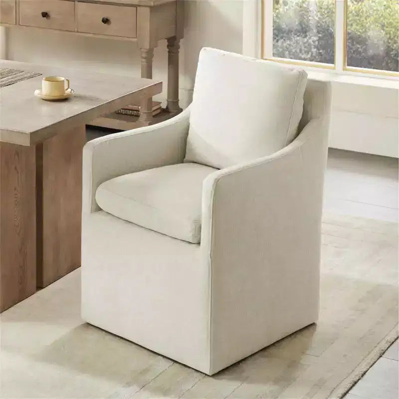 Sedia da pranzo moderna con braccioli e rotelle Spruce&Spring, nessun assemblaggio richiesto