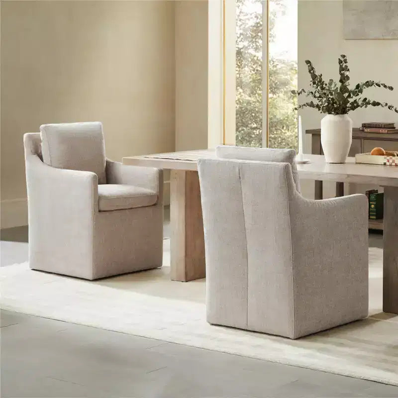 Sedia da pranzo moderna con braccioli e rotelle Spruce&Spring, nessun assemblaggio richiesto