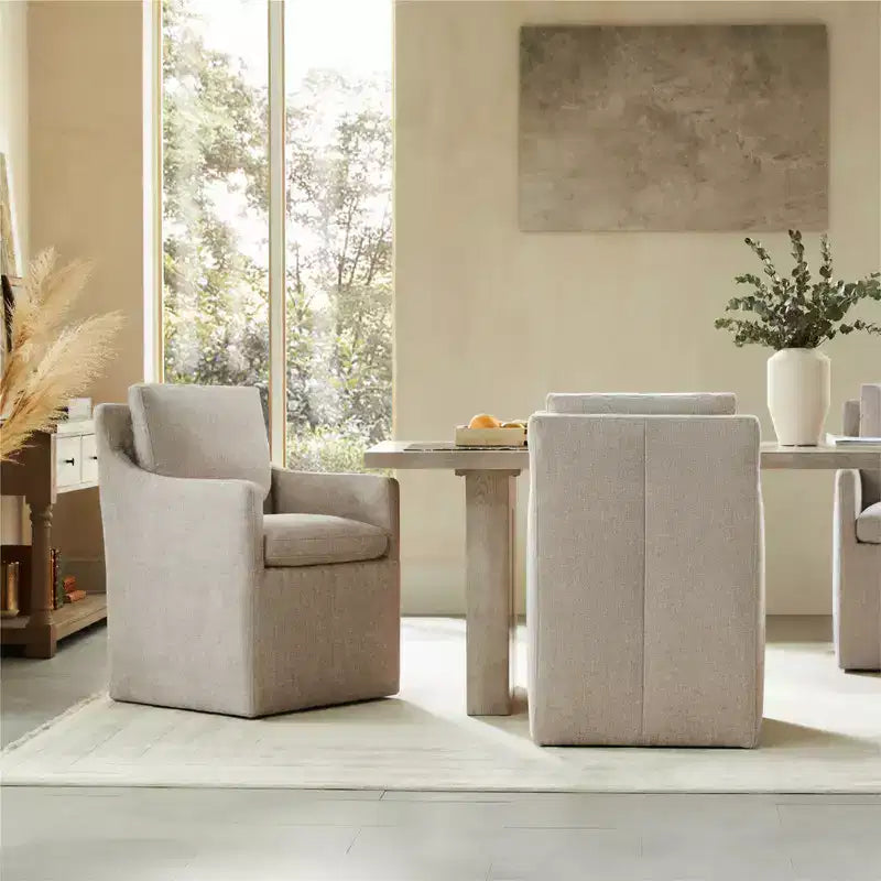 Sedia da pranzo moderna con braccioli e rotelle Spruce&Spring, nessun assemblaggio richiesto