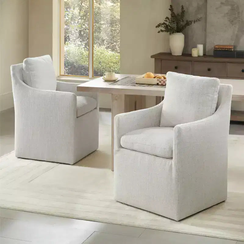Sedia da pranzo moderna con braccioli e rotelle Spruce&Spring, nessun assemblaggio richiesto