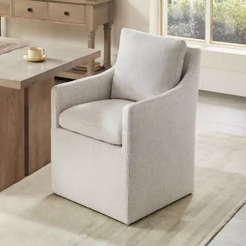 Sedia da pranzo moderna con braccioli e rotelle Spruce&Spring, nessun assemblaggio richiesto