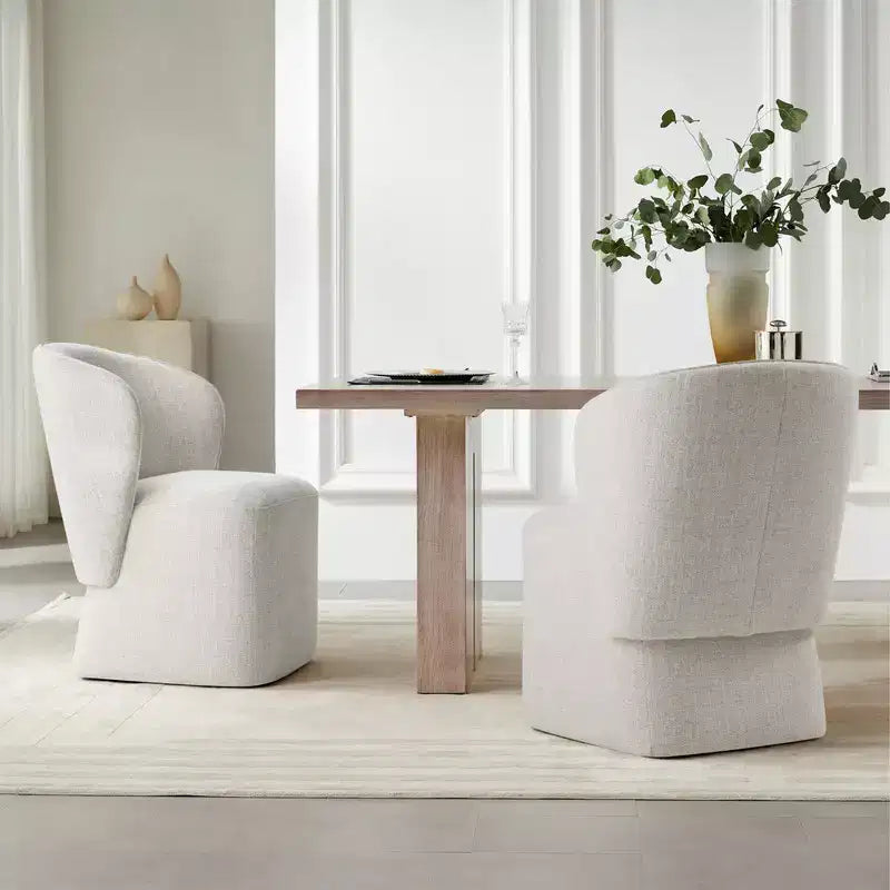 Sedia da pranzo moderna Spruce&Spring con rotelle e schienale avvolgente