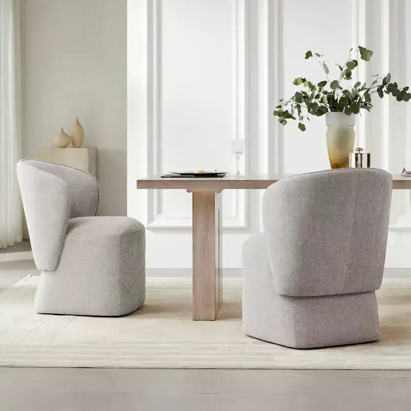 Sedia da pranzo moderna Spruce&Spring con rotelle e schienale avvolgente
