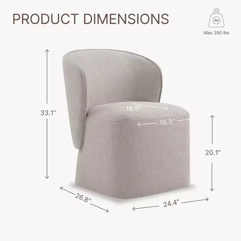 Sedia da pranzo moderna Spruce&Spring con rotelle e schienale avvolgente