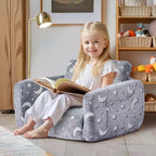 VEVOR Divano per Bambini 2 in 1, Morbido Divano Pieghevole per Bambini con Braccioli, Divano Estensibile per Bambini con Spugna 28D e Flanella che si Illumina al Buio, M, Grigio