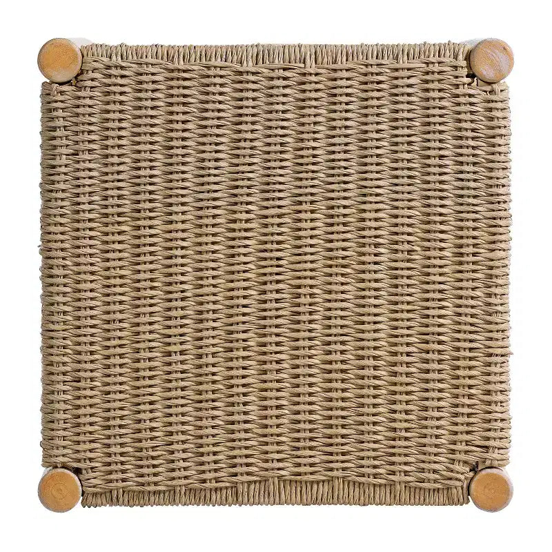 Isabella Boho Sgabelli da bancone senza schienale in legno di acacia da 25,8" con seduta in vimini intrecciato