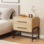 Comodino con cassetti, comodino in legno, tavolino con gambe in metallo, comodino moderno, comodini per camera da letto e soggiorno