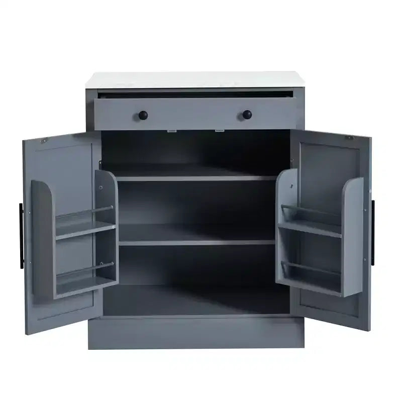 Madia moderna, Credenza con 2 ripiani regolabili e 2 ripiani a sportello, Mobile contenitore per soggiorno, ingresso, corridoio