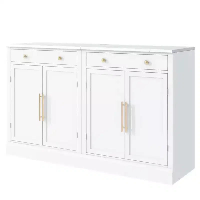 Madia moderna, Credenza con 2 ripiani regolabili e 2 ripiani a sportello, Mobile contenitore per soggiorno, ingresso, corridoio