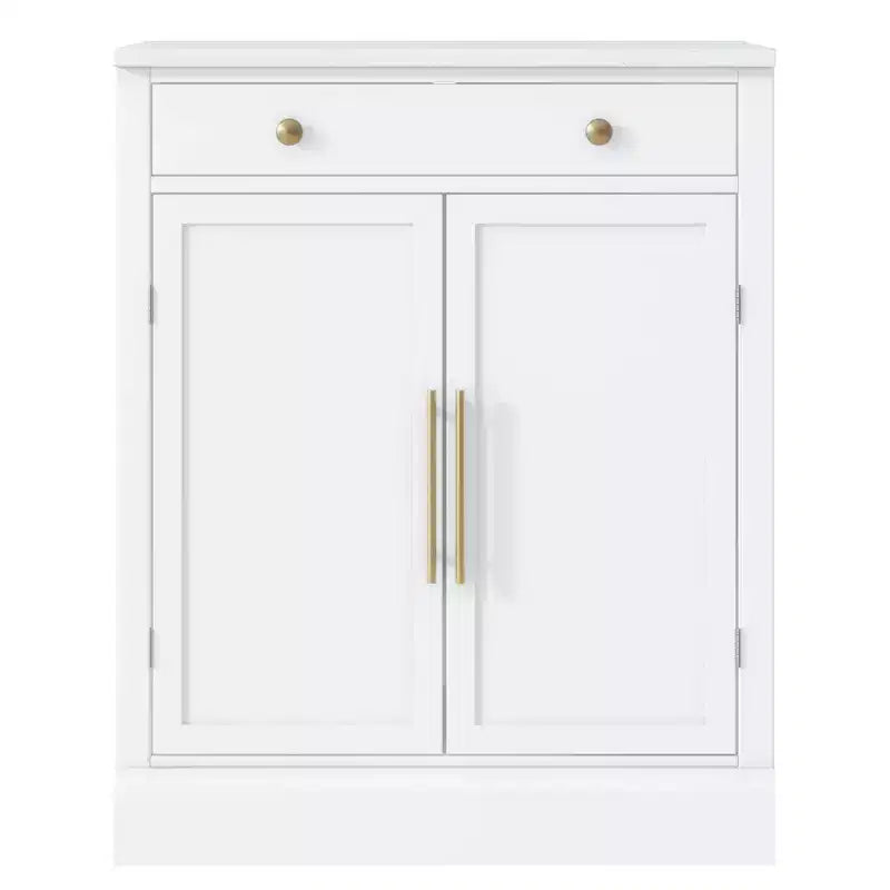 Madia moderna, Credenza con 2 ripiani regolabili e 2 ripiani a sportello, Mobile contenitore per soggiorno, ingresso, corridoio