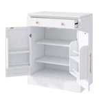 Madia moderna, Credenza con 2 ripiani regolabili e 2 ripiani a sportello, Mobile contenitore per soggiorno, ingresso, corridoio
