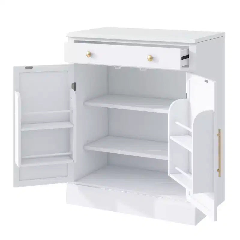 Madia moderna, Credenza con 2 ripiani regolabili e 2 ripiani a sportello, Mobile contenitore per soggiorno, ingresso, corridoio