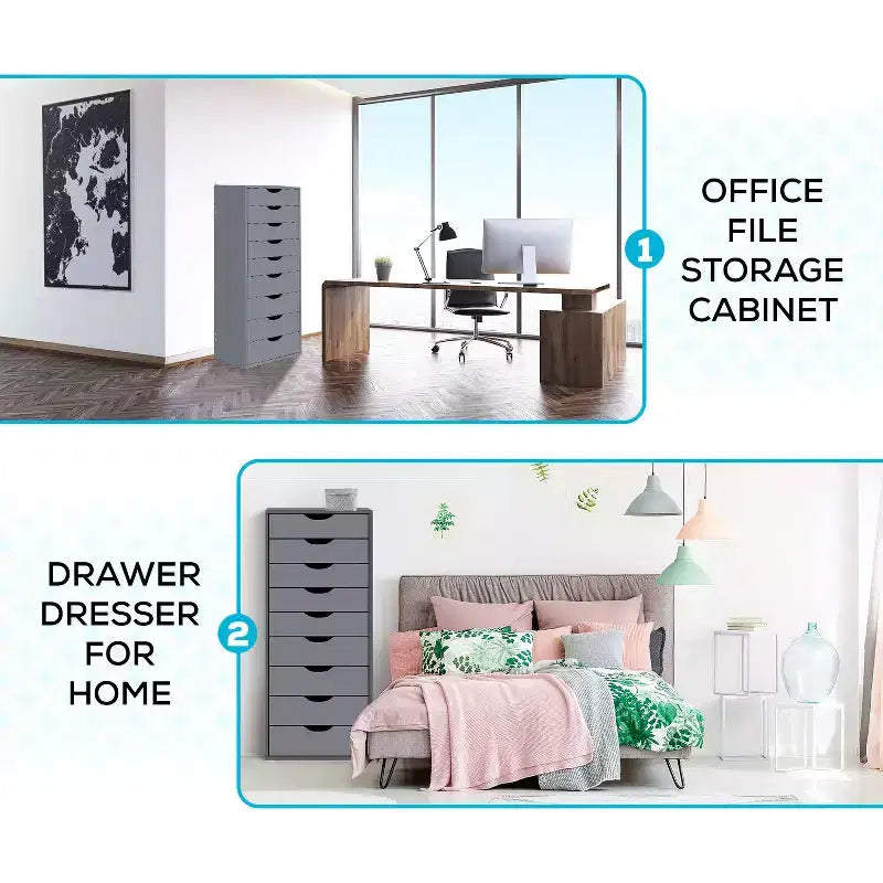 Home Imports Emporium Cassettiera Classificatore da Ufficio a 9 Cassetti con Cassetti Alti