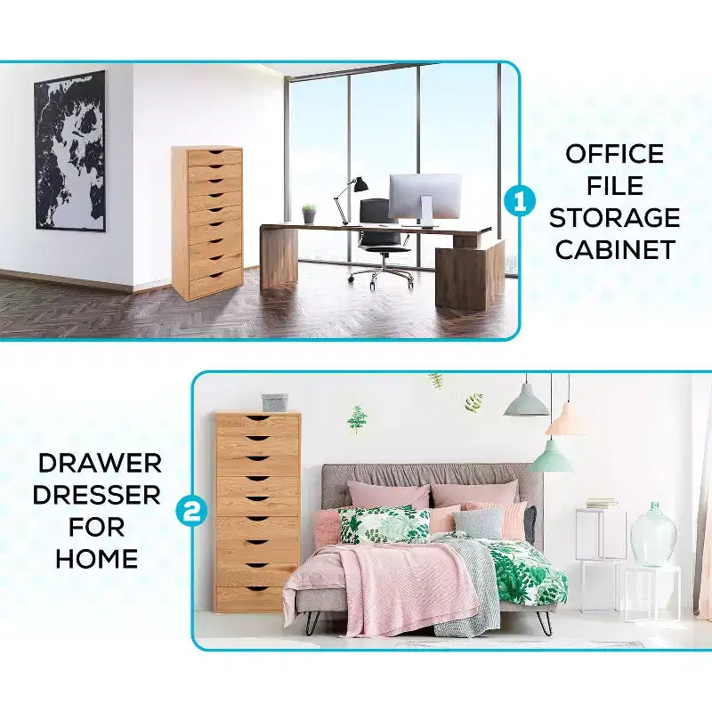 Home Imports Emporium Cassettiera Classificatore da Ufficio a 9 Cassetti con Cassetti Alti