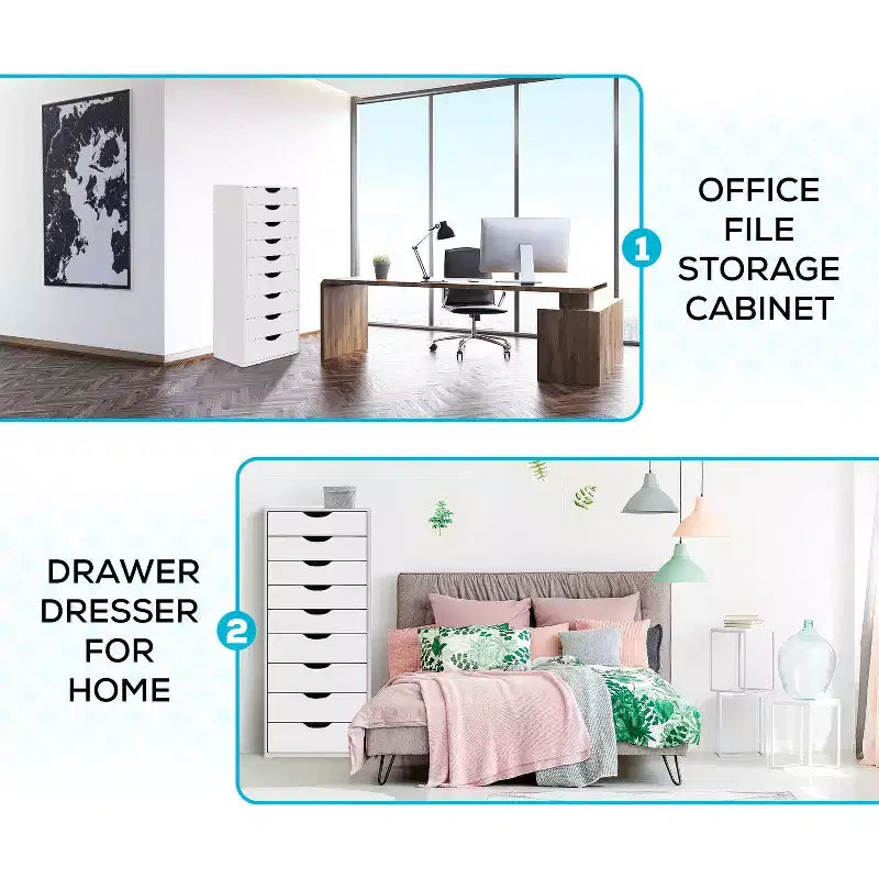 Home Imports Emporium Cassettiera Classificatore da Ufficio a 9 Cassetti con Cassetti Alti