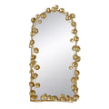Okak 51.5*29IN Arched Full Length Mirror with Golden Leaf Accents, Decorative Wall Mirror, Body Mirror for Makeup Room, Clothing Store, Gold